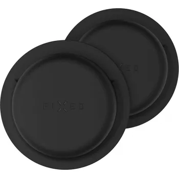 Lokátor Silikonové nalepovací pouzdro FIXED Silky Sticker pro Apple AirTag, double pack, černé