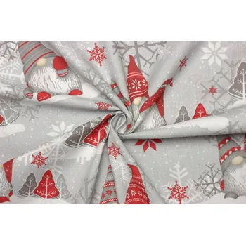 Bavlněné plátno - Vánoční vzor trpaslík