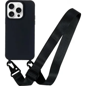 Pouzdro na mobilní telefon Matný kryt s nastavitelným popruhem pro iPhone 15 Pro - černý