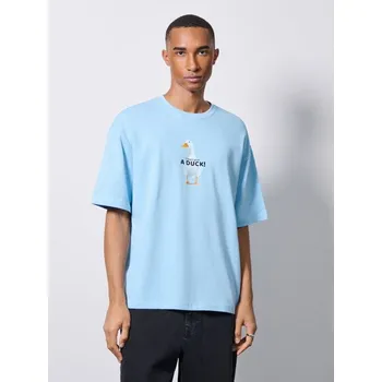 Tričko s potiskem - M - House - světle modrá - 662IJ-50X