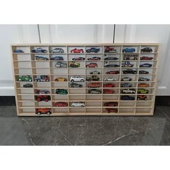 Dřevěná hračka Dřevěná polička na autíčka 80ks přírodní DOPRAVA ZDARMA