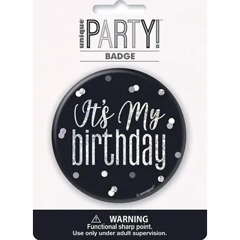 Brož Narozeniná brož "Its my birthday" černá s tečkami