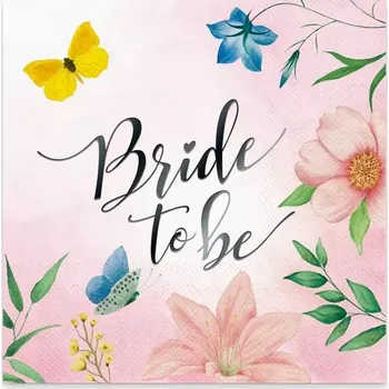 Papírový ubrousek Papírové ubrousky Bride to be, květy 10 ks - 33 cm x 33 cm
