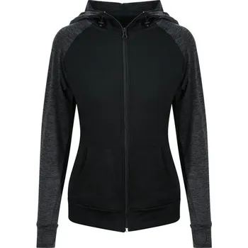 Dámská mikina Just Cool Dámská sportovní mikina s žíhanými rukávy - Černá / černý melír | XL