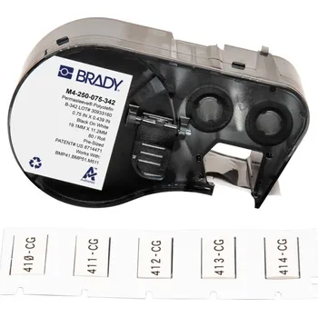 Pásek do tiskárny Brady M4-250-075-342 / 170720, 19.05 mm x 11.15 mm, Polyolefin, černý tisk / bílý podklad
