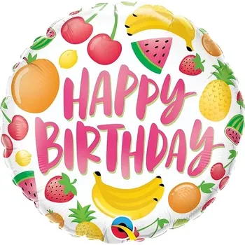 Balónek Fóliový balónek Kruh - Birthday Ovoce 45cm (Fóliový balónek Kruh - Birthday Ovoce 45cm)