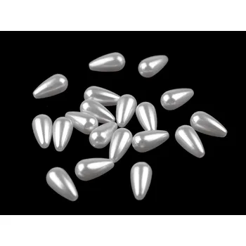 Korálek Plastové voskové korálky / perly Glance kapka 8x16 mm Balení: 10 g, Varianta: bílá - 8596475241496