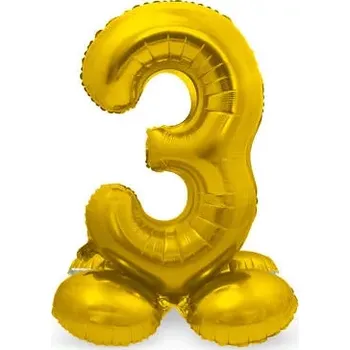 Balónek Stojící foliová číslice - zlatá 3 - 72 cm