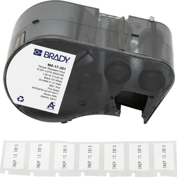 Pásek do tiskárny Brady M5-17-351 / 170856, 25.40 mm, Vinyl, černý tisk / bílý podklad