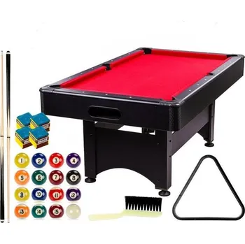 Kulečníkový stůl Menší kulečník billiard s děrami 6 FT vč. příslušenství 184x108x82 cm, černá / červená