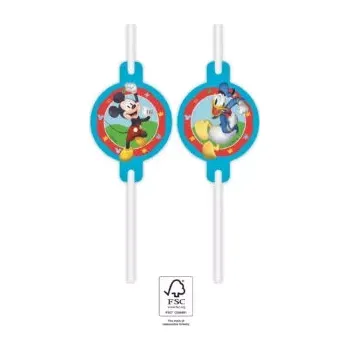 Papírová brčka Mickey Mouse - Rock the House 4ks