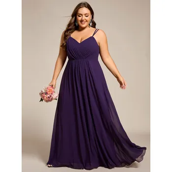 Dámské šaty Šifonové šaty pro družičku s odhalenými zády Barva: Fialová, Velikost: 9XL
