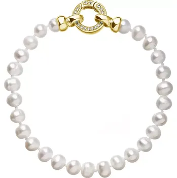 Oblečení a móda Perlový náramek z pravých říčních perel bílý 23001.1