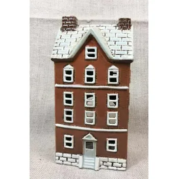 Keramický domek na čajovou svíčku, hnědý 24,5x12,5x9,5 cm