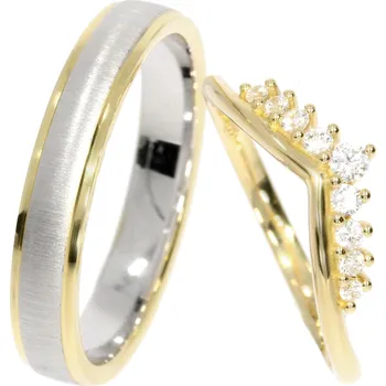 Prsten Zlatnictví Helios Zlaté snubní prsteny L-370Z Kameny: Se Zirkony