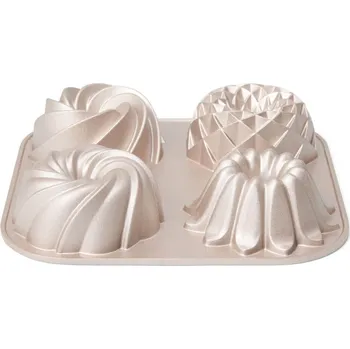 Forma na pečení PATISSE PREMIUM 27 x 27 cm - ocelová forma na 4 mini bábovky s nepřilnavým povrchem, šedá