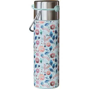 Láhev EIGENART LEEZA 0.5 l - termoláhev z nerezové oceli s bambusovým víčkem, vzor Linnea vícebarevná