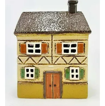 Keramický domek na čajovou svíčku, světle zelený 18,5x16x10,5 cm