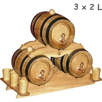 Pyramida z dubových sudů 3 x 2 l