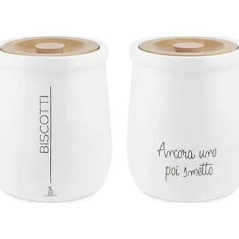 Dóza na potraviny LA PORCELLANA BIANCA GLI ONESTI 2,45 l - porcelánová hermetická dóza na sušenky s bambusovým víkem, bílá