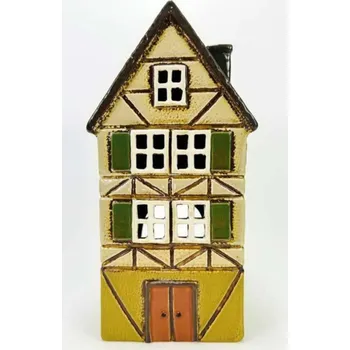 Keramický domek na čajovou svíčku, světle zelený 26,5x13,5x10,5 cm