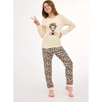 Dívčí pyžamo Cornette pyžamo dívčí 592/191 Panther - béžová, 158-164 (Dívčí pyžamo Cornette)