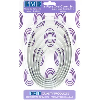 Vykrajovátko PME 6 ks - sada oválných vykrajovátek z plastu s hladkým okrajem