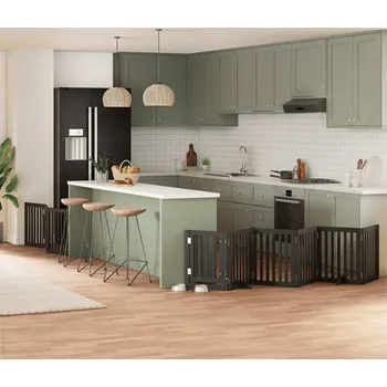 klec pro psa vidaXL Zábrana pro psy s dvířky skládací 9 panelů 450 cm topol [3155641] Barva: Černá