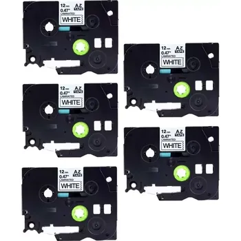 Pásek do tiskárny Brother TZ-231 / TZe-231, 12mm x 8m, kompatibilní (černý tisk / bílý podklad) 5-PACK