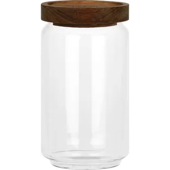 Zavařovací sklenice LA PORCELLANA BIANCA LIBECCIO 700 ml - vzduchotěsná skleněná dóza s víčkem z akáciového dřeva