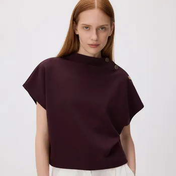 Dámská halenka Reserved - Halenka s dekorativními knoflíky - tmavě fialová - 493GA-49X - 493GA-49X-M