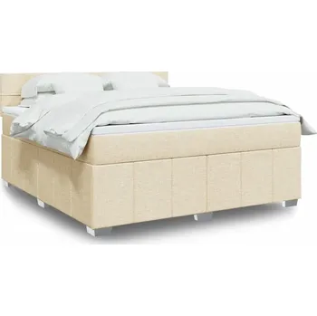 Postel vidaXL Box spring postel s matrací 180x200 cm textil [3289448] Barva: krémová