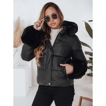 Dámská zimní bunda YOUWARM krátká prošívaná s kožešinkou černá