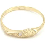 Zlatý prsten proužky se zirkonem 1,10g