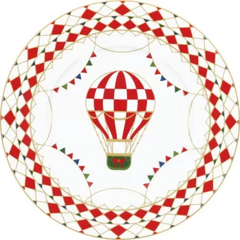 Talíř ROSE & TULIPANI XMAS CAROUSEL 21 cm - dezertní talíř z porcelánu s vánočním motivem, bílý