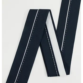 Pasový límec modrý diagonál, světle šedý štep a paspule, šíře 6,3 cm