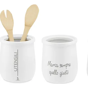 LA PORCELLANA BIANCA GLI ONESTI 13 x 16 cm - stojan na kuchyňské náčiní z porcelánu, bílý