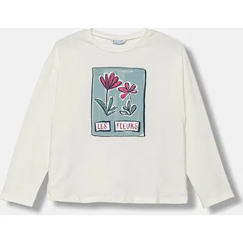 Bavlněné tričko s dlouhým rukávem Mayoral 7020.8C.Junior.9BYA bílá 00B, vel. 128