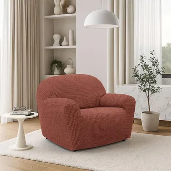 Napínací potah decoDoma napínací potah na křeslo strečový RUBINIA cihlová křeslo (š. 70 - 110 cm)