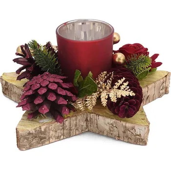 Svícen RITUALI DOMESTICI QUASIROSSO 9.5 x 9.5 cm - svícen na tealight z porcelánu ve tvaru hvězdy, červený