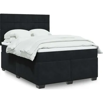 Postel vidaXL Box spring postel s matrací 140 x 200 cm samet [3293230] Barva: Černá