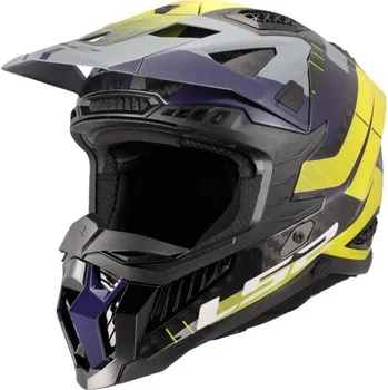 Helma na motorku LS2 LS2 MX703 X-FORCE-06 CARBON-6K GALUO off-road helma šedá/H-V-žlutá vel.XS XS