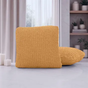 Napínací potah decoDoma napínací potah strečový RUBINIA zlatá povlaky na polštářky 2 ks ( 40 x 40 cm)