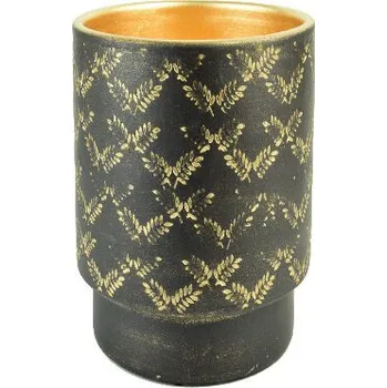 Květináč Obal na květináč keramický LUSO, pr.20x18cm, černá|BLACK W/GOLD|Ego Dekor