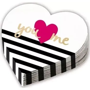 Papírový ubrousek Papírové party ubrousky ve tvaru srdce Everyday Love 32 cm - 12 ks