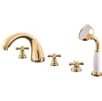 Vodovodní baterie MORAVA RETRO - Vanová baterie 5-otvorová, Zlatá lesklá MK169.0PZ, RAV Slezák Barva: ZLATÁ - lesklá, Rozměr: 3,8"