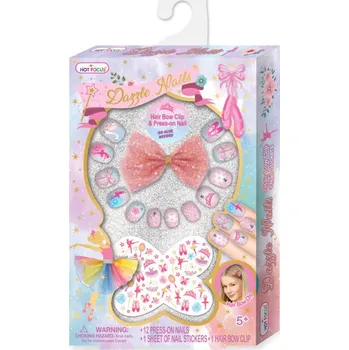 Přípravek na nehty Sada Třpytivé nehty s nálepkami a sponou do vlasů - Baletka