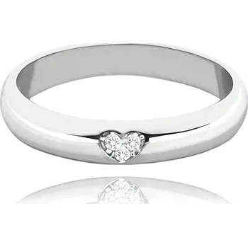 Prsten MINET+ Stříbrný snubní prsten se srdíčkem a bílými zirkony