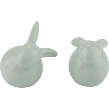 Dekorace zajíc, keramika, zelená, 5,5x4,5x6cm, (balení obsahuje 2kusy!)|Ego Dekor