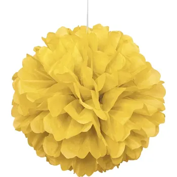 Konfeta Dekorační závěsný pom pom žlutý 40cm